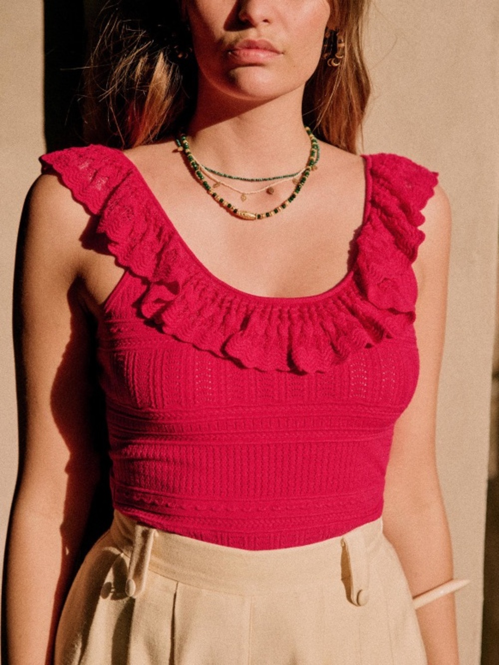 Sezane LINA TOP - PINK CREATION